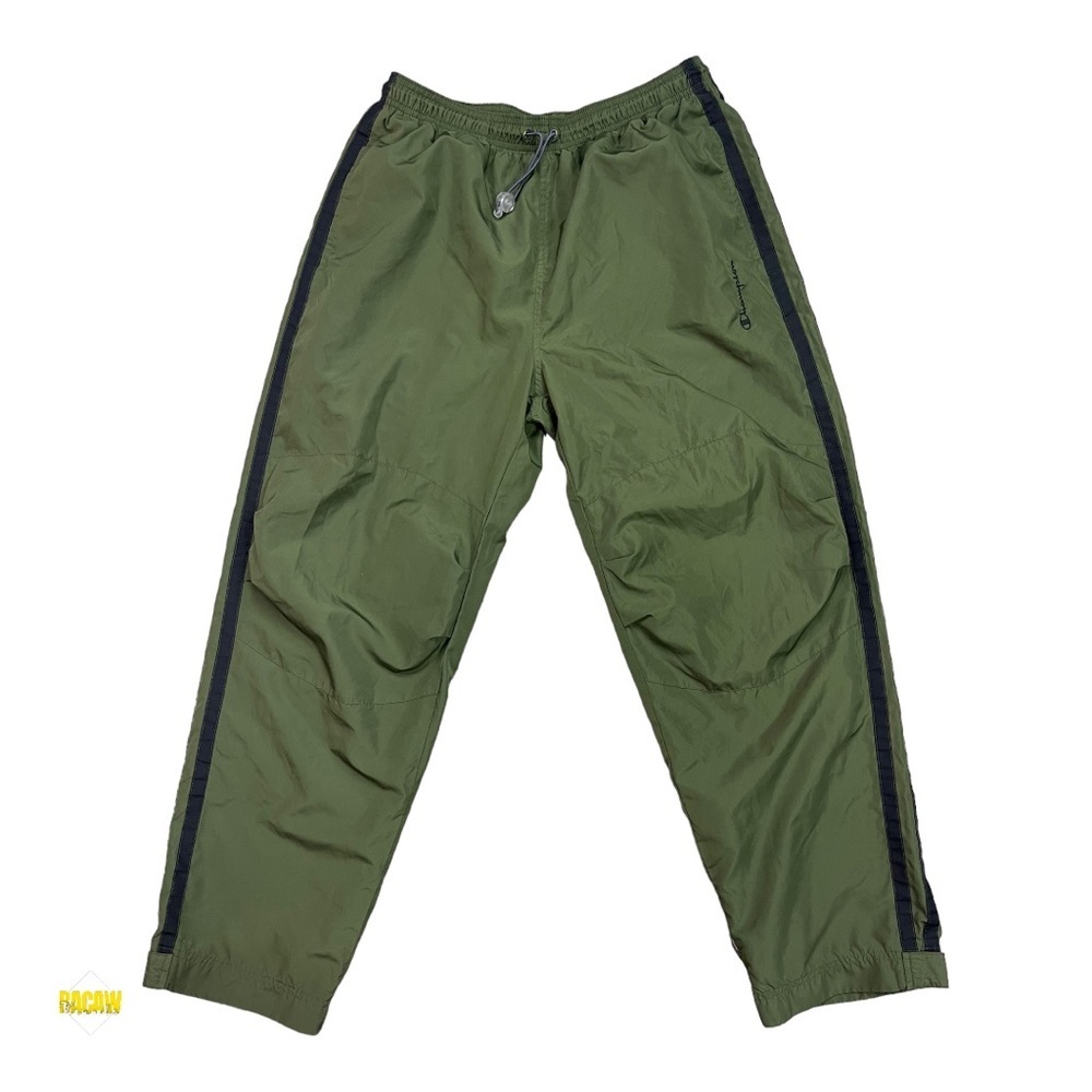 Champion Men's  Small Lined Green Windbreaker Nylon Track Pants